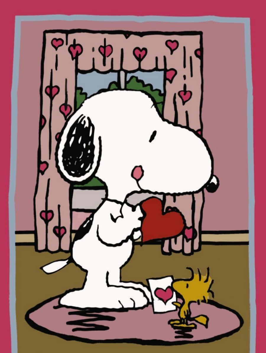 Woodstock And Snoopy Valentine Hearts Wallpaper