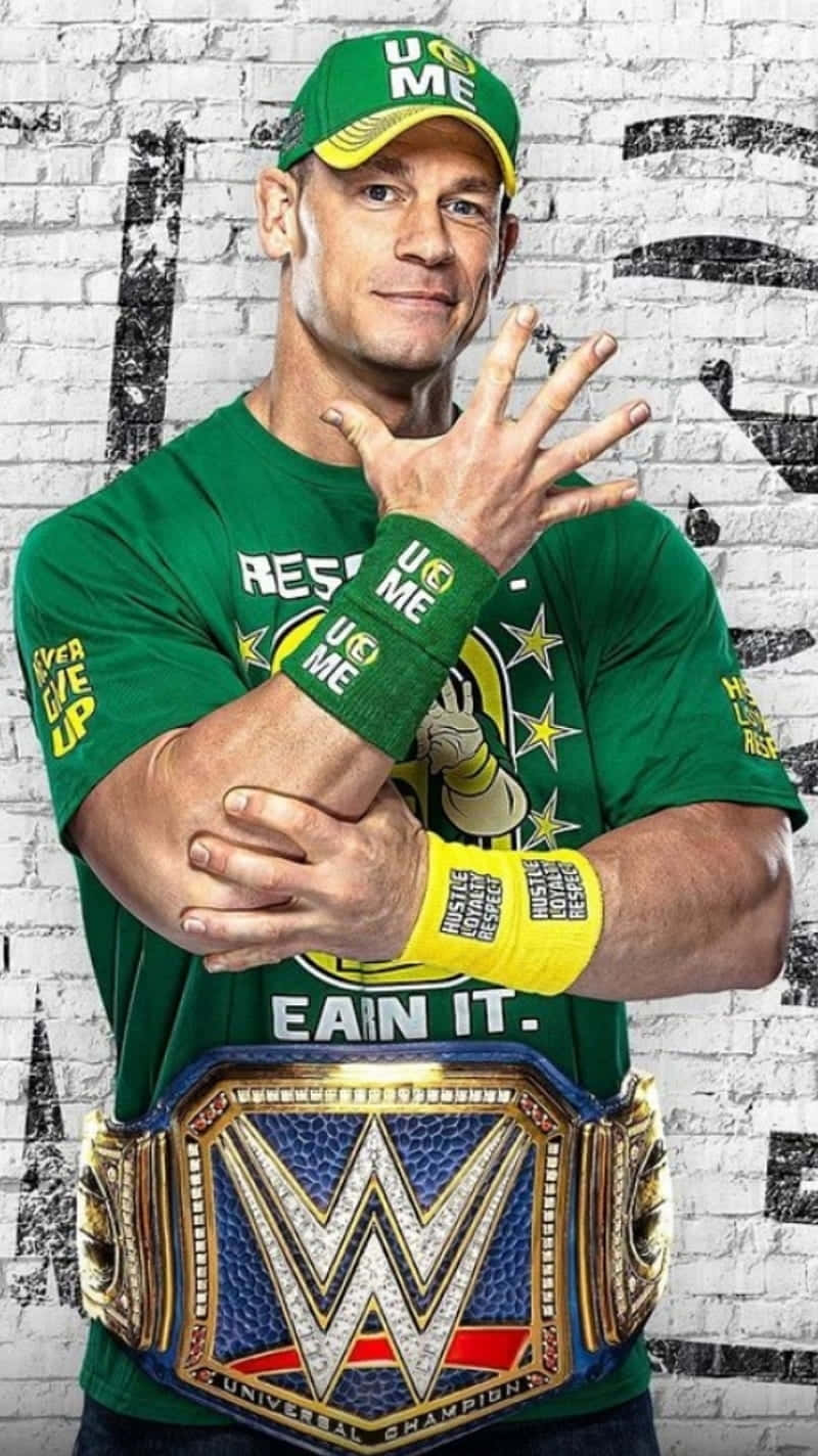 Wrestler John Cena Wearing Green Cap Wallpaper