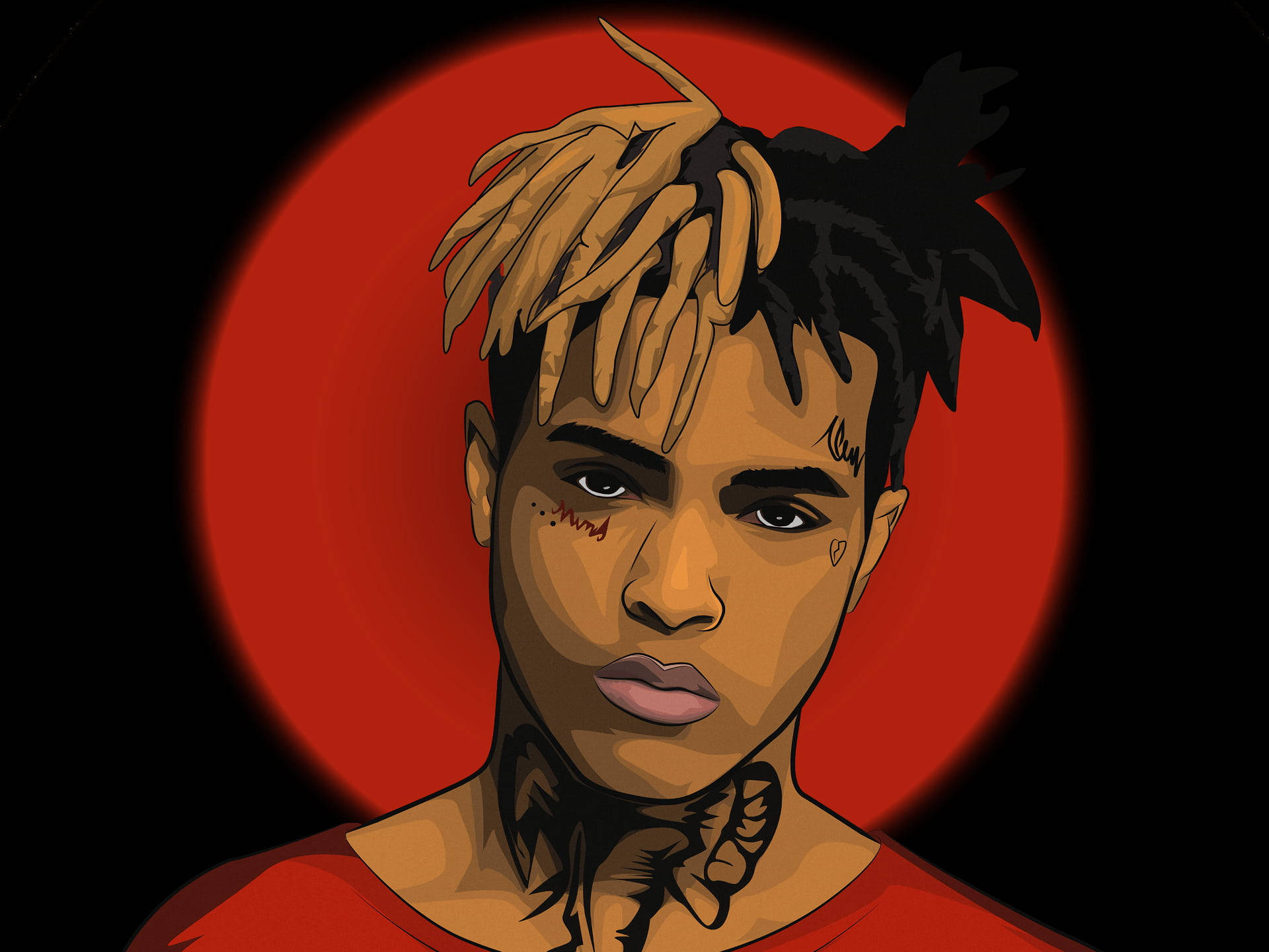 Download free Xx Tentacion In Red And Black Wallpaper - MrWallpaper.com