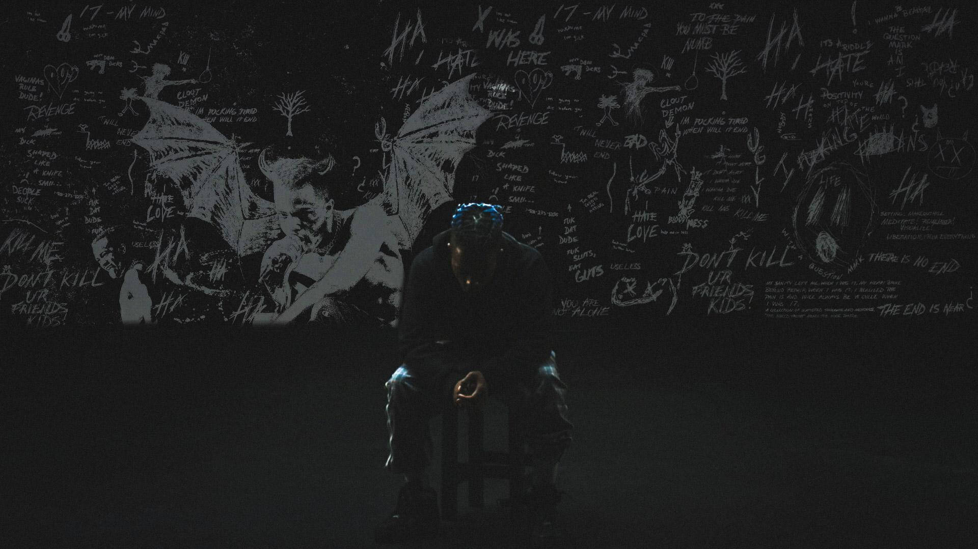 Download free Xxxtentacion Blue Hair In Dark Room Wallpaper - MrWallpaper. com