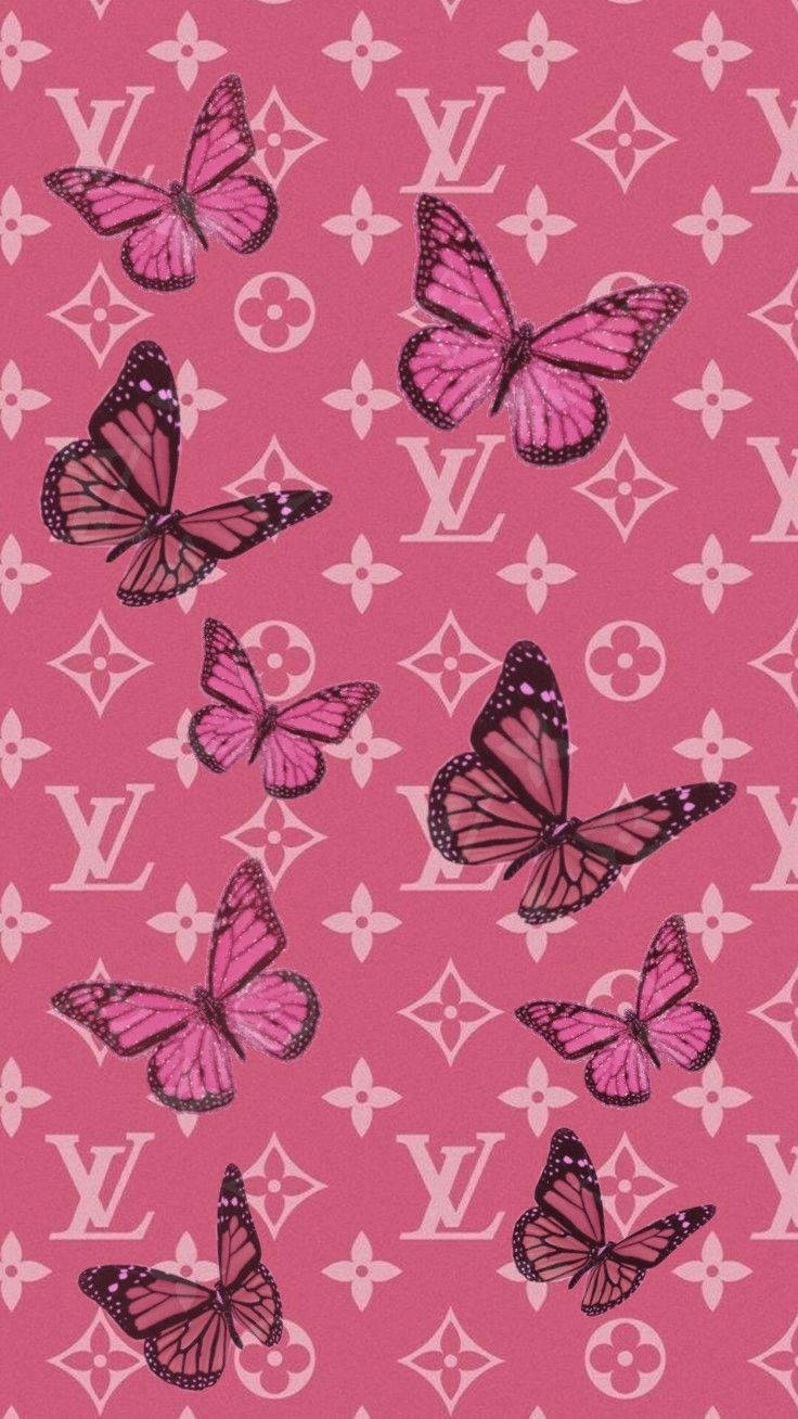 Y2k Lv With Butterflies Wallpaper