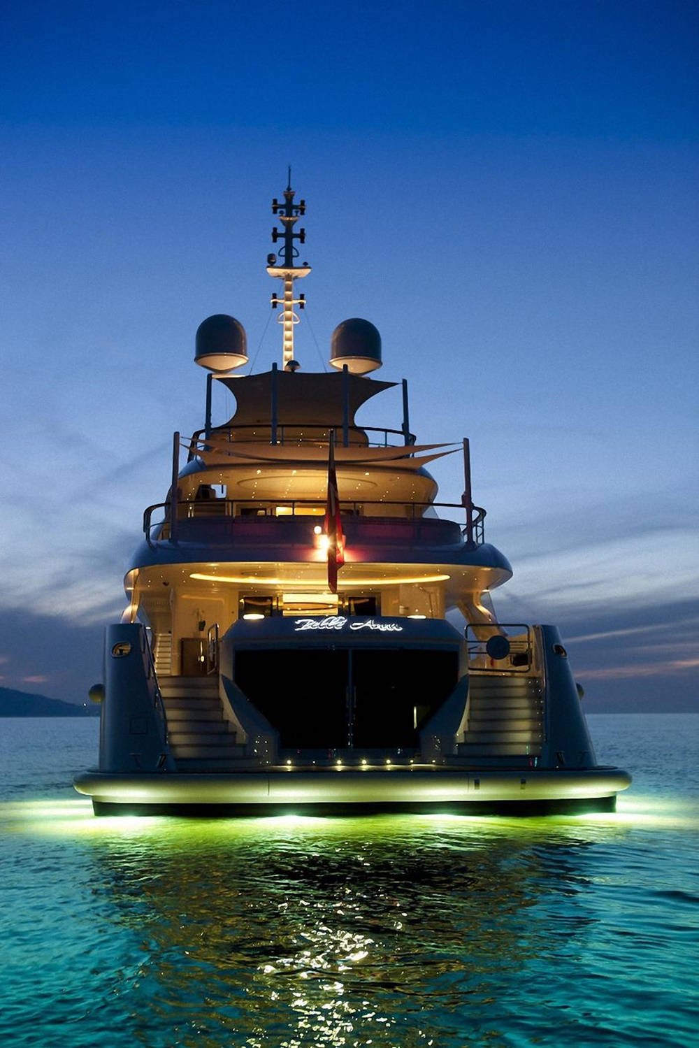 Yacht Neon Green Lights Wallpaper