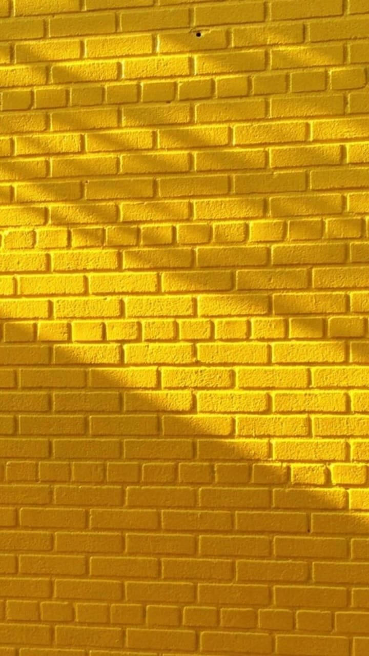 Yellow Aesthetic Brick Wall Wallpaper