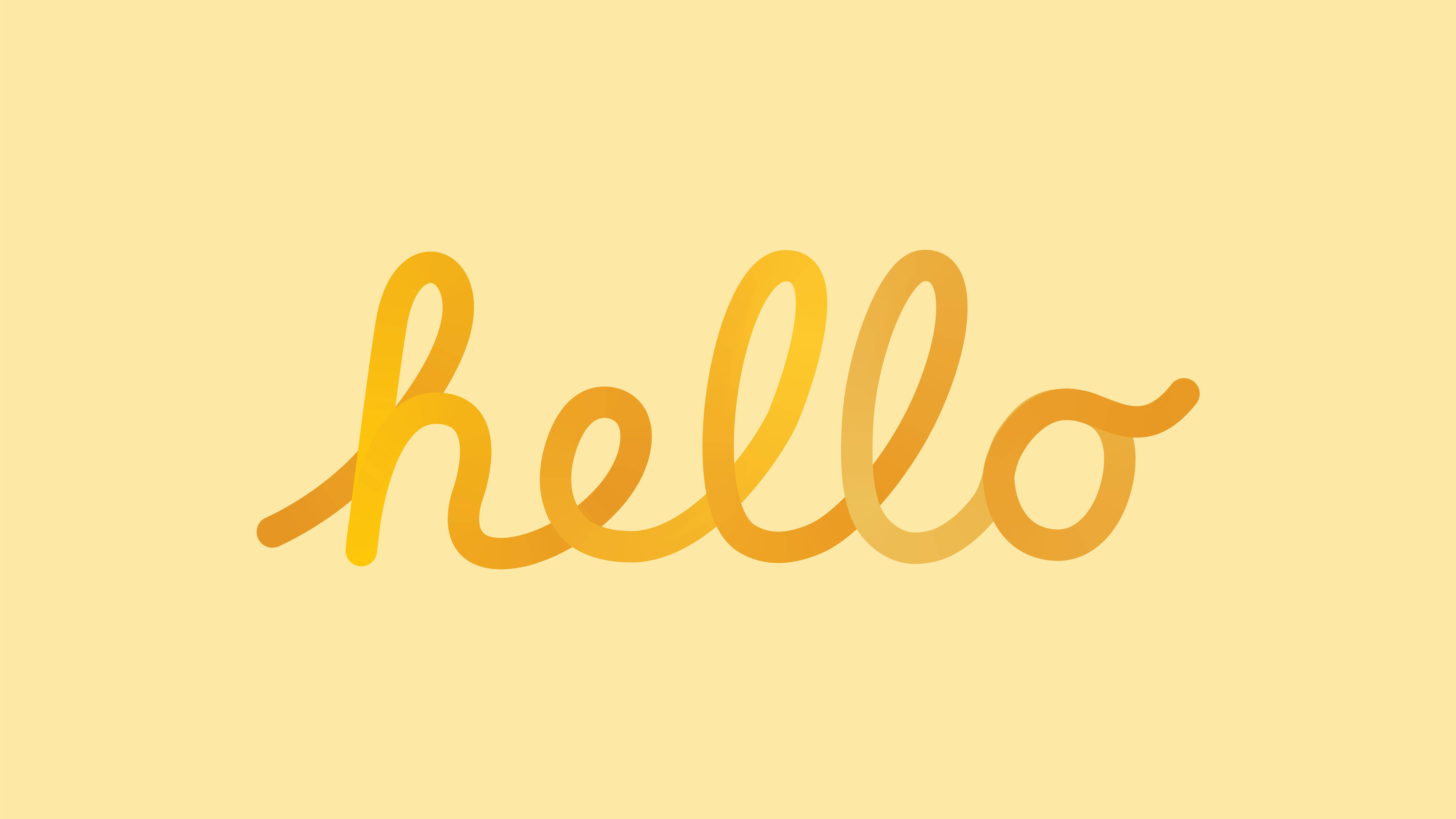 Yellow Aesthetic Laptop Hello Script Wallpaper