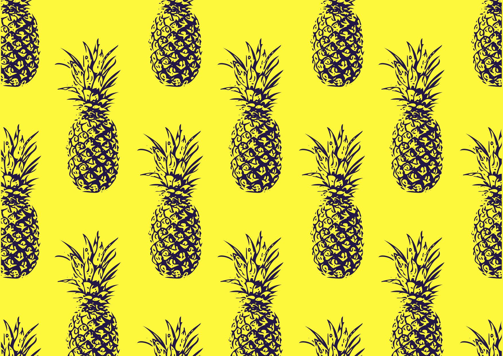 Yellow Aesthetic Pineapple Pattern Wallpaper