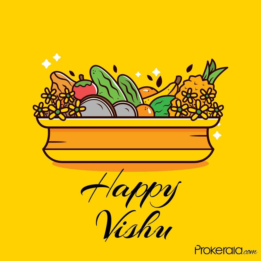 Yellow Basket Offering Vishu Wallpaper