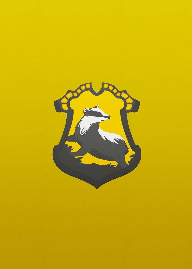 Yellow Gray Hufflepuff Logo Wallpaper