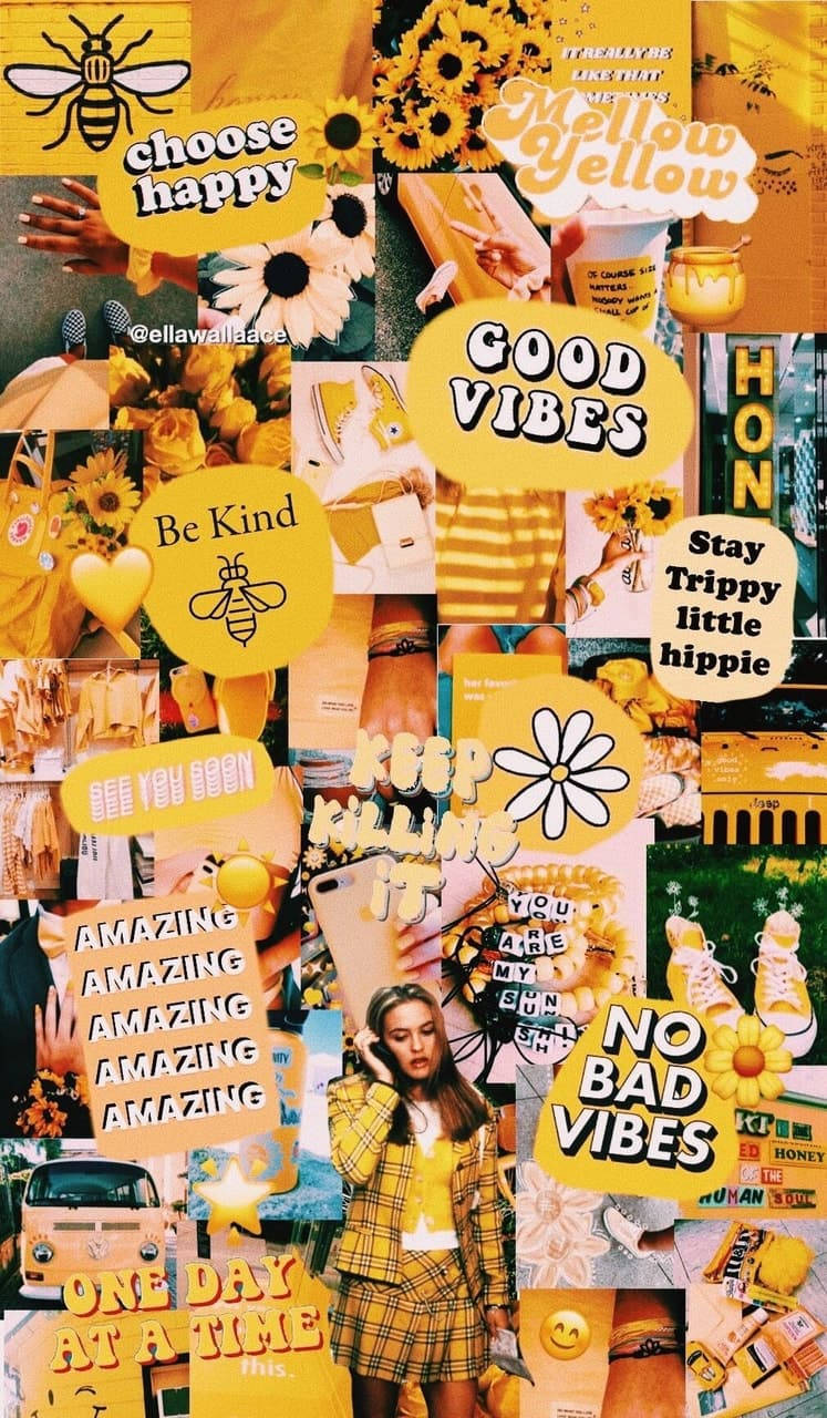 Yellow Mood Aesthetic Collage Wallpaper