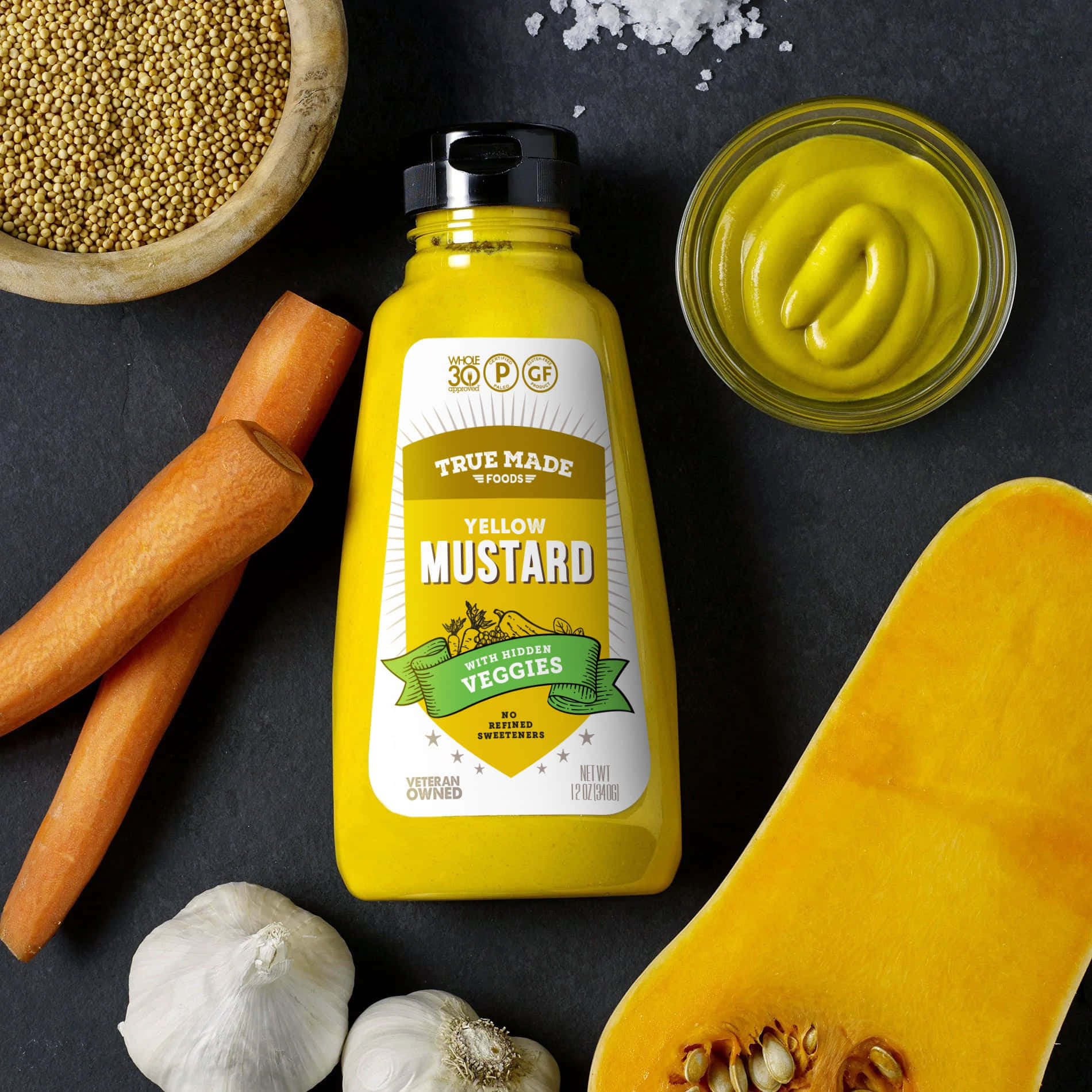 Yellow Mustard Bottleand Ingredients Wallpaper