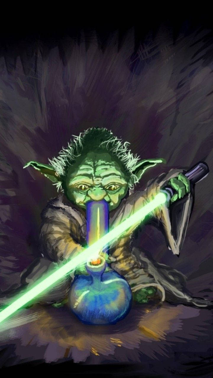 Yoda Smoking Cannabis Wallpaper