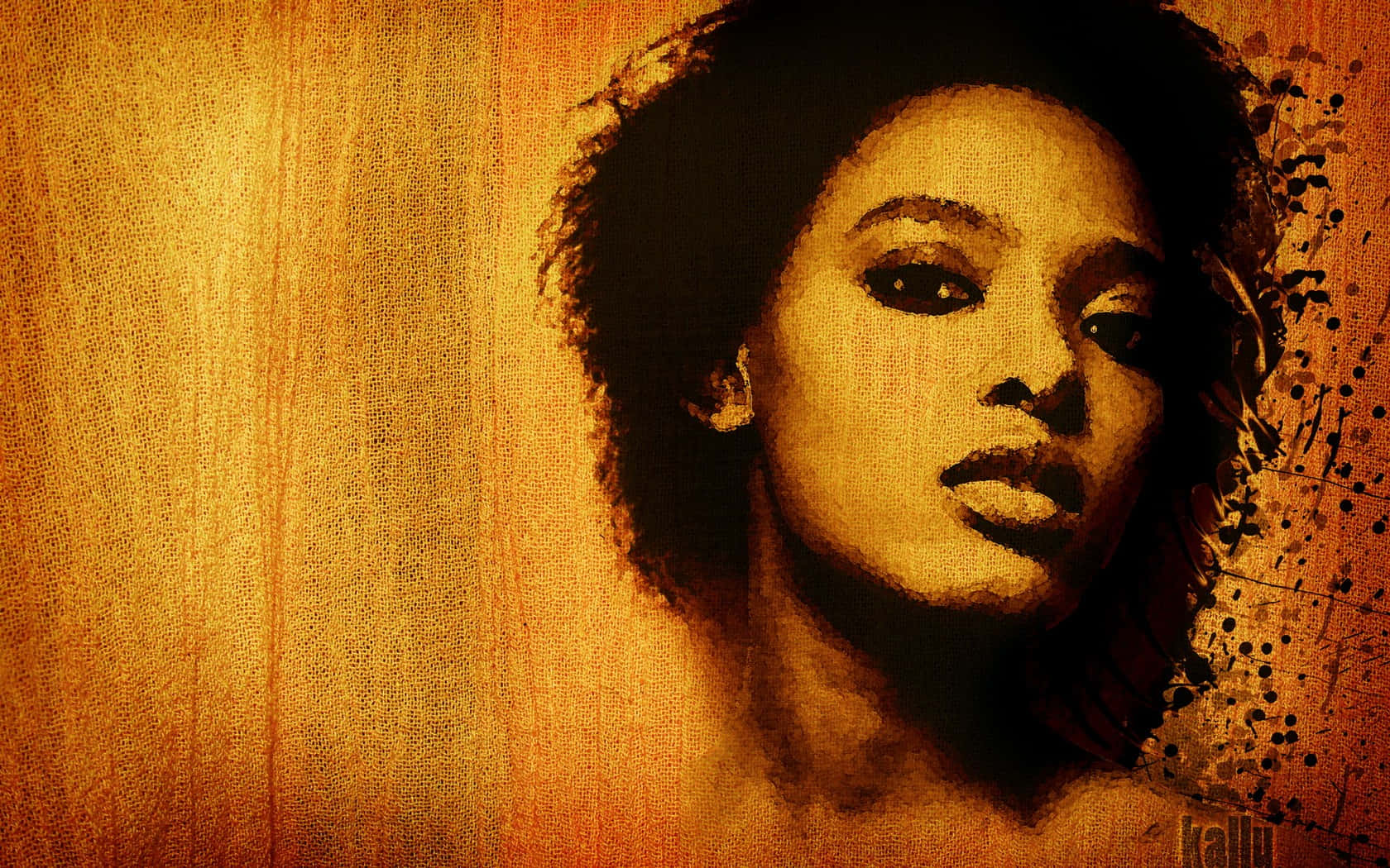 Young Black Woman Vintage Painting Wallpaper