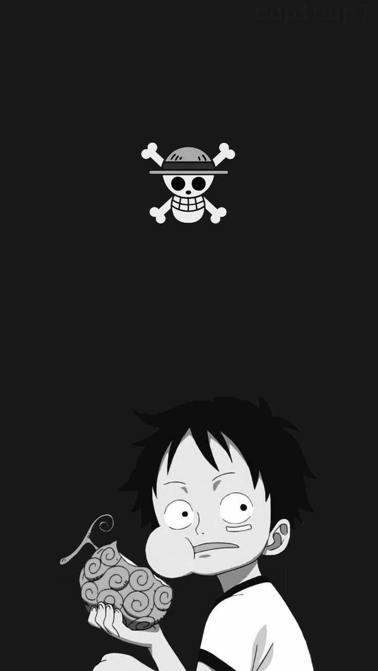 Young Luffy Black And White Wallpaper