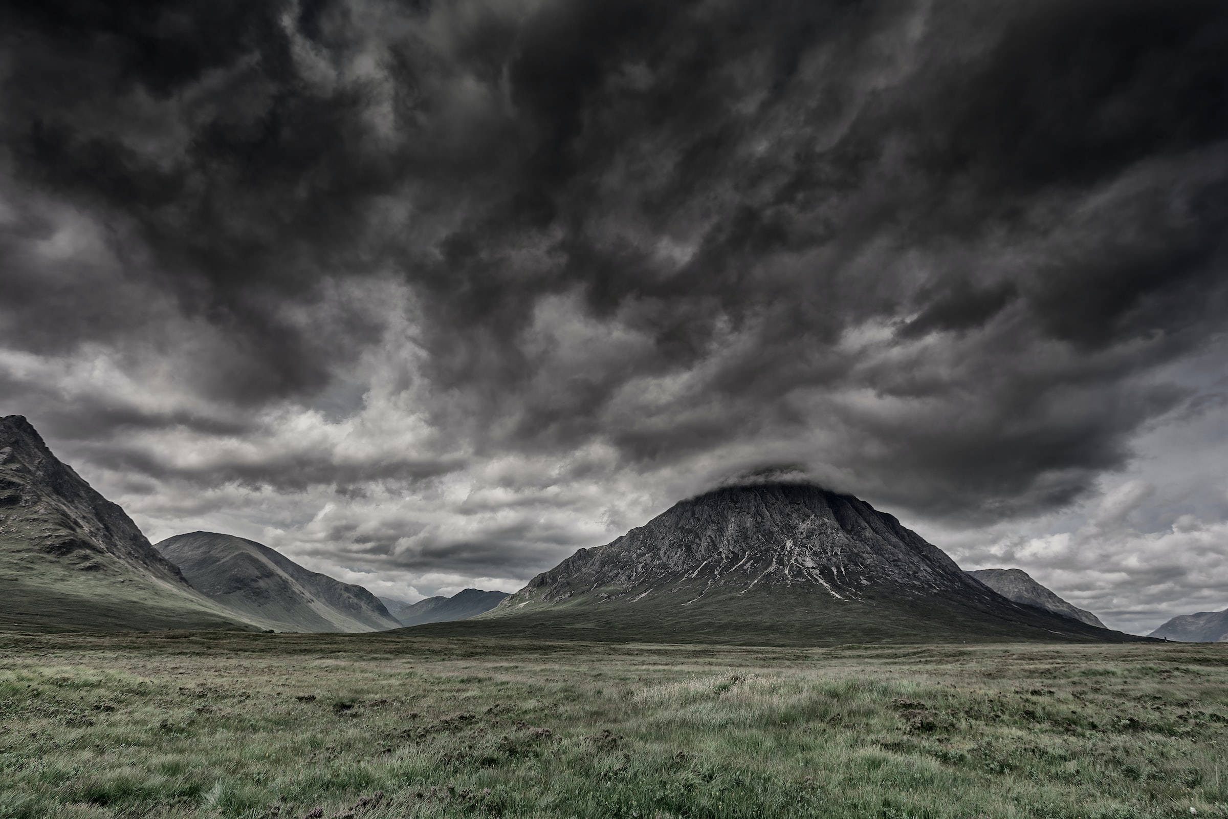 Youtube Cover Dark Clouds Mountain Land Wallpaper