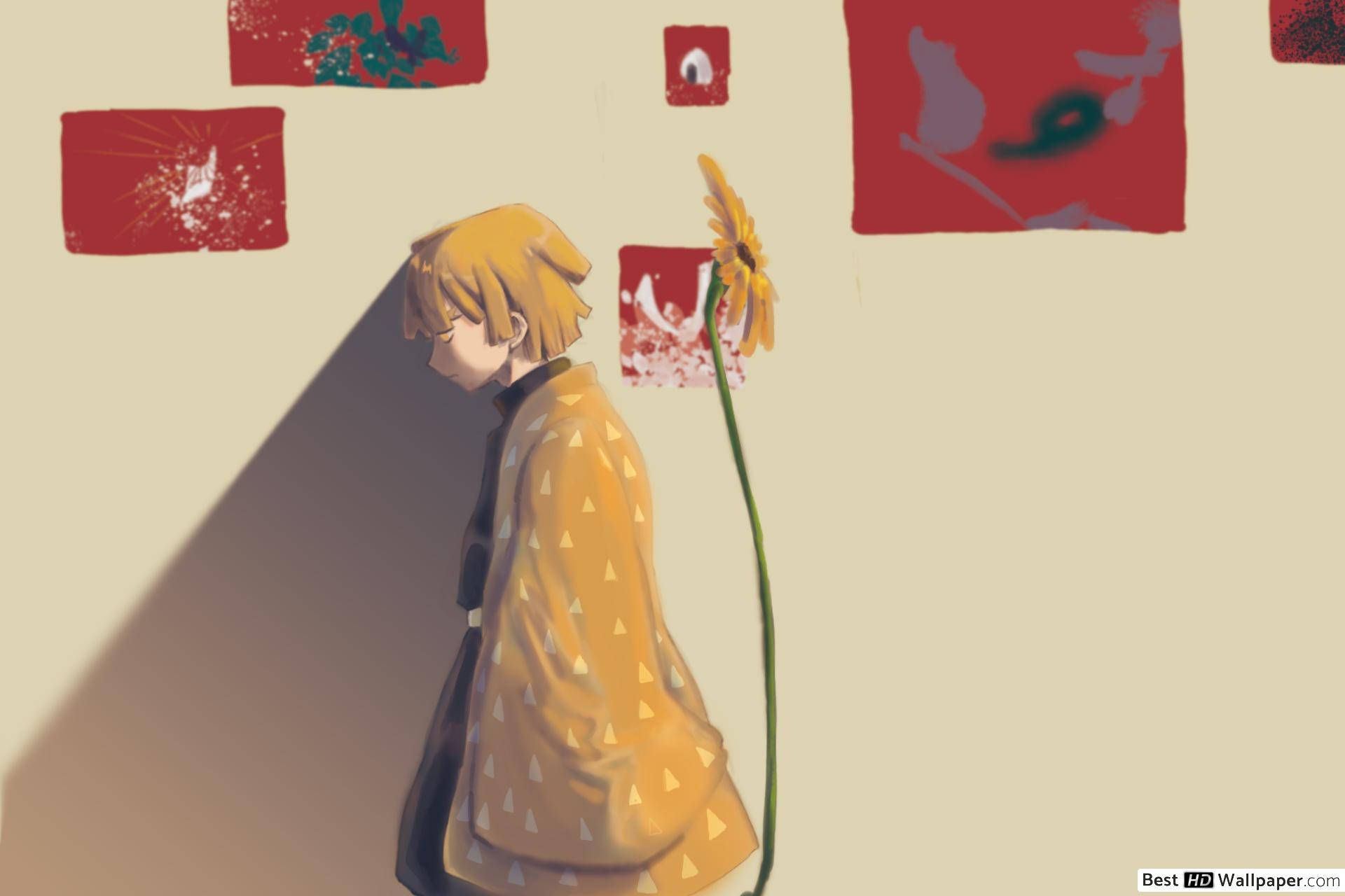 Zenitsu Sunflower Wallpaper