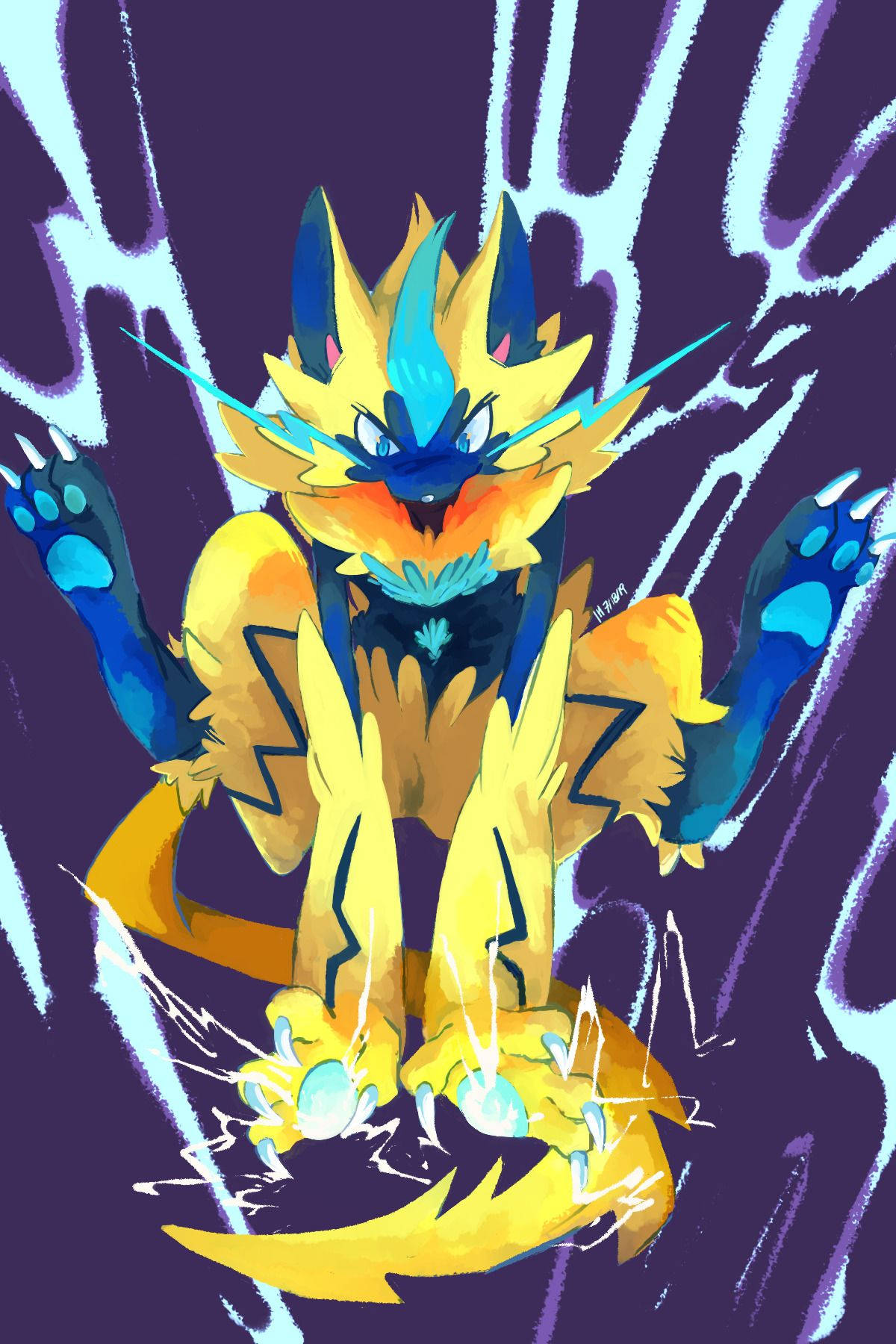 Zeraora Falling Down Attacking Wallpaper