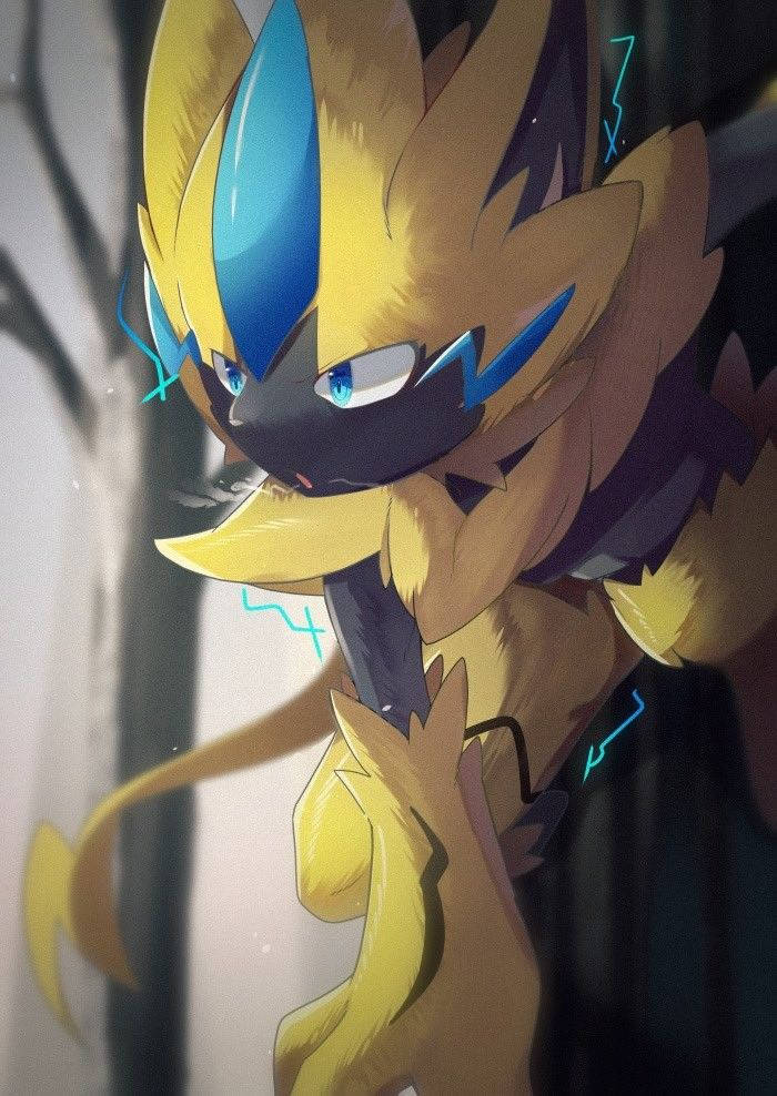 Zeraora Hiding By Tree Wallpaper