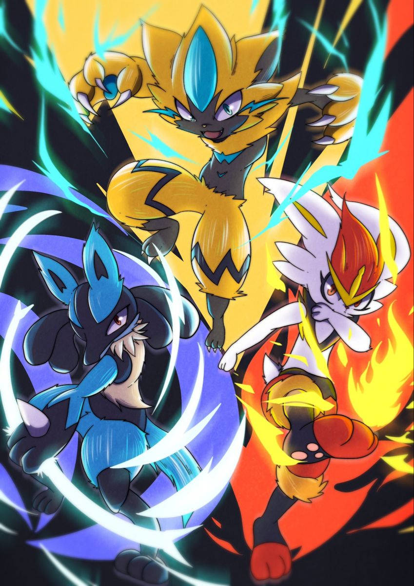 Zeraora Lucario Cinderace Wallpaper