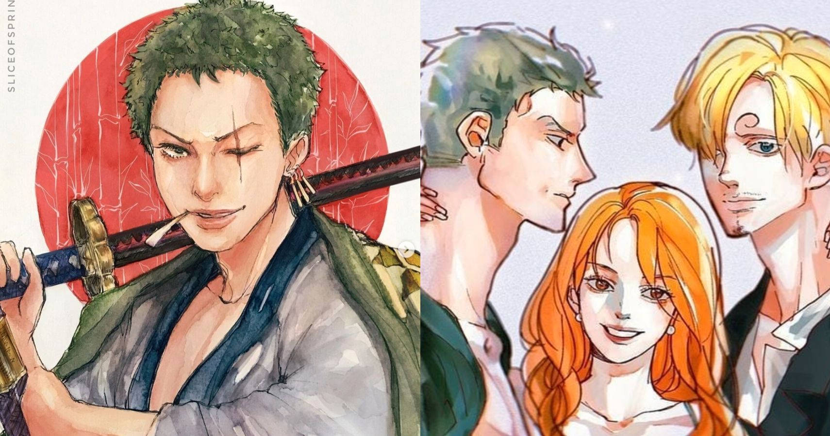 Zoro, Nami, Sanji One Piece Art Wallpaper