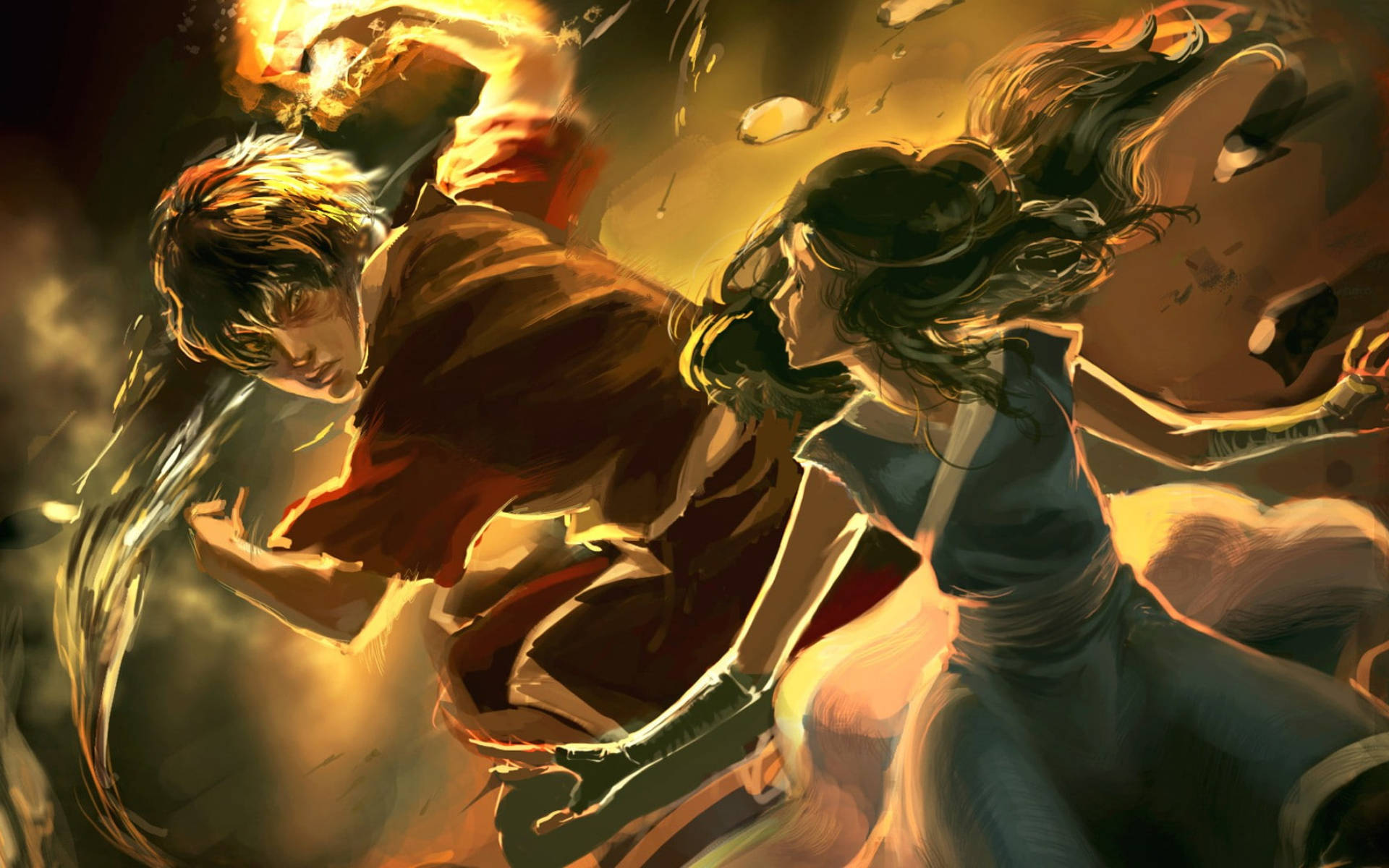 Download free Zuko And Katara Duel Wallpaper - MrWallpaper.com