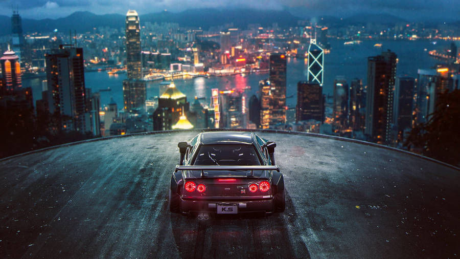 Download free 1920 X 1080 Night City Black Sports Car Wallpaper ...