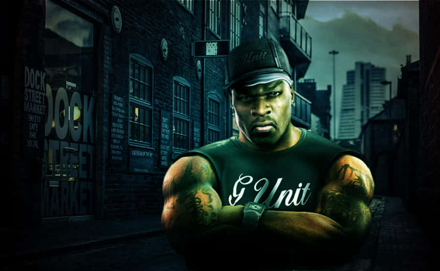 50 Cent Miked Up On Stage Wallpaper