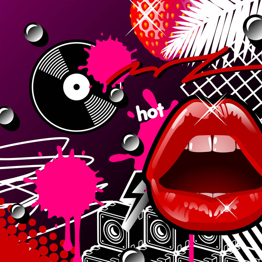 80s Rock Red Lips Wallpaper