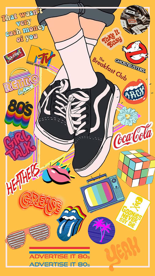 80s Rock Trends With Sneakers Wallpaper