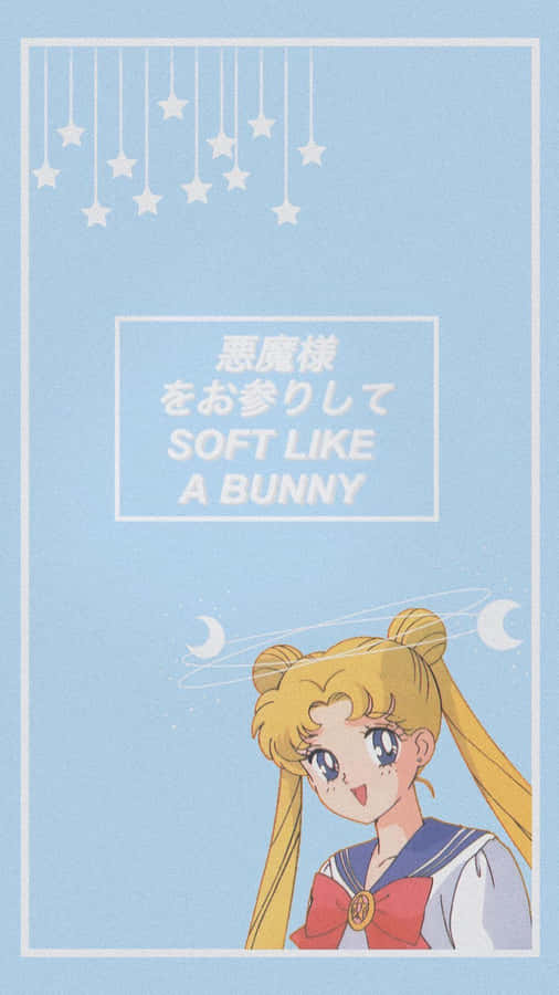 90s Anime Aesthetic Blue Sailor Moon Wallpaper