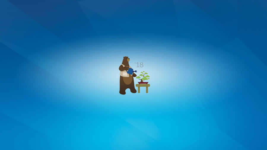 A Bear Is Sitting On A Blue Background Wallpaper