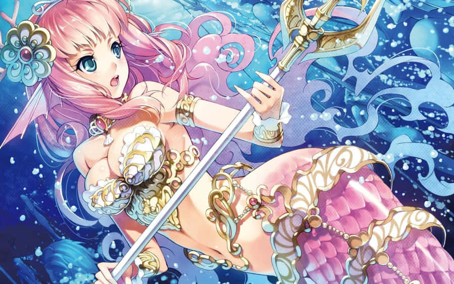 A Beautiful Mermaid Admires Its Vibrant And Peaceful Undersea Environment. Wallpaper