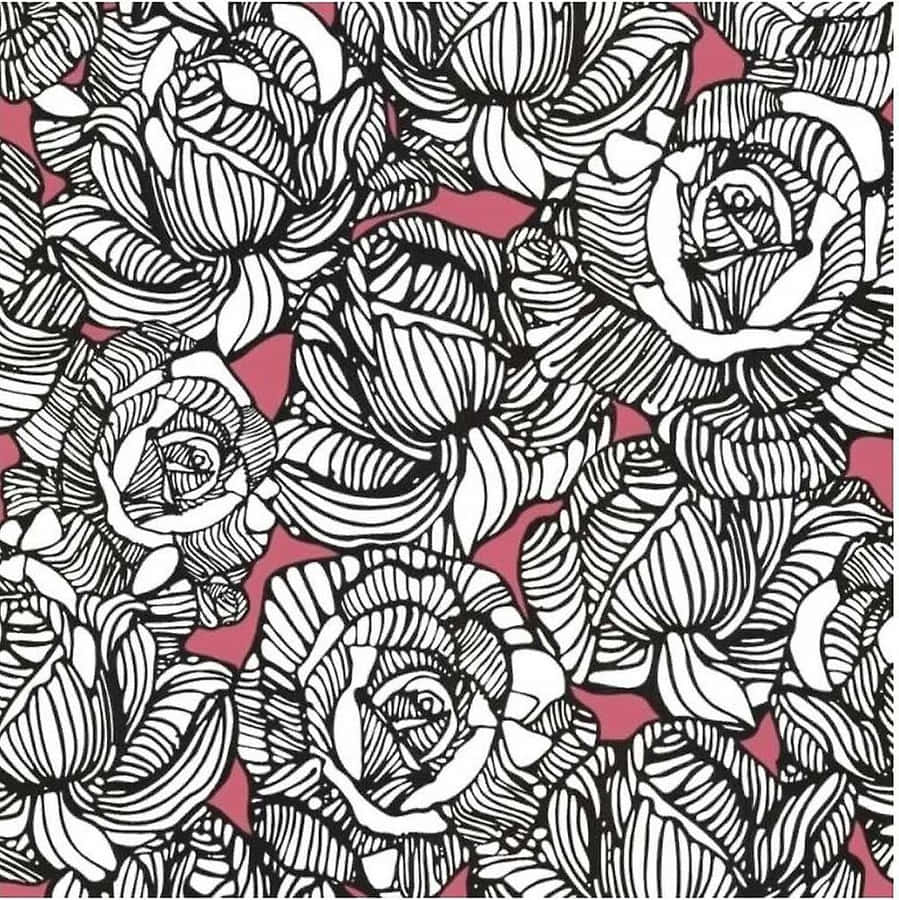 A Beautiful Modern Abstract Painting In Shades Of Pink, Black And White Wallpaper