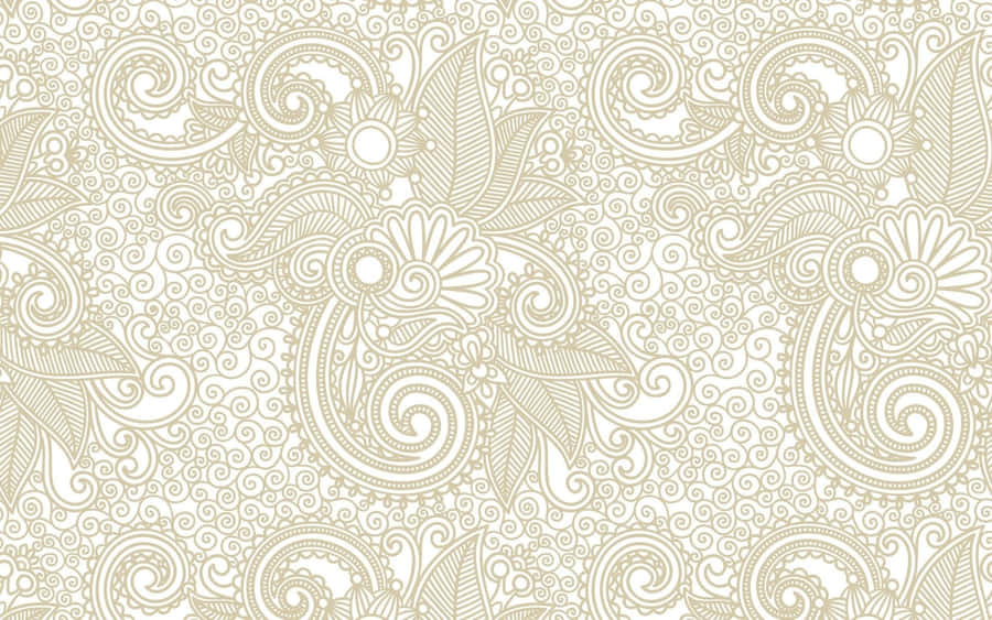 A Beige And White Paisley Pattern Wallpaper