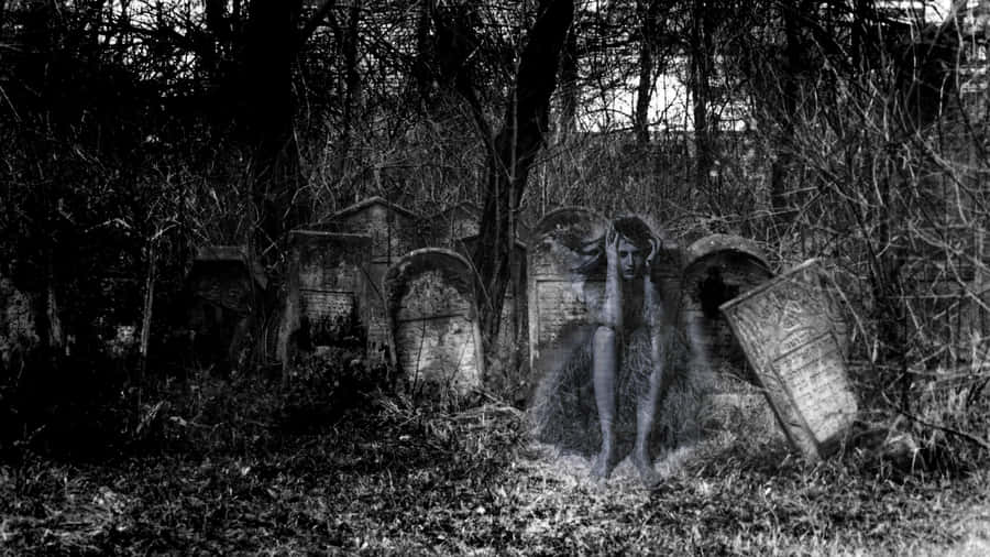 Premium Photo | Halloween wallpaper in a cemetery