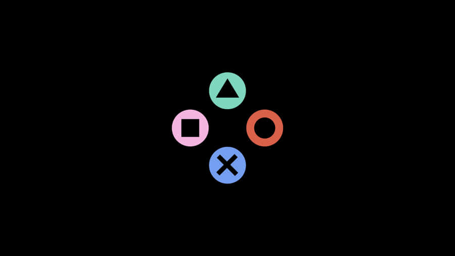 A Black Background With A Colorful Set Of Ps4 Controllers Wallpaper