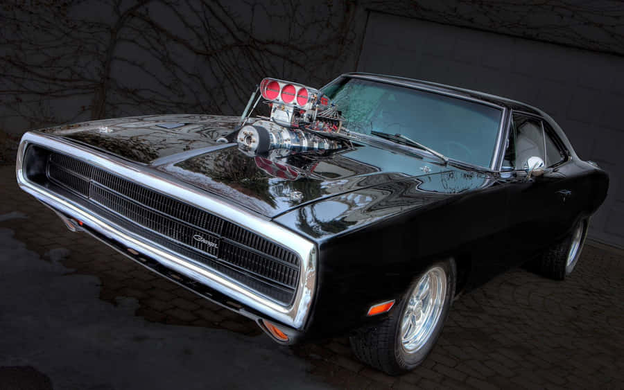 A Black Muscle Car Wallpaper