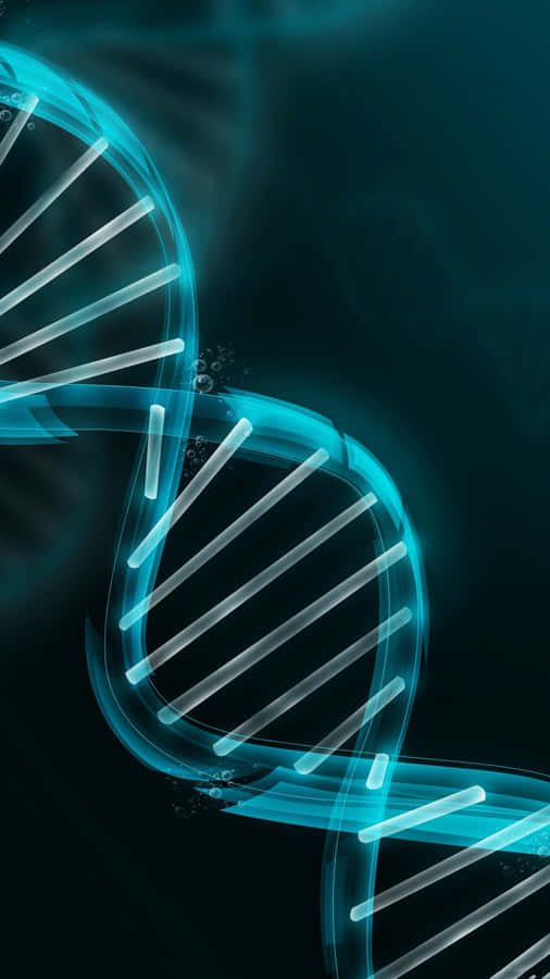 A Blue Dna Strand On A Dark Background Wallpaper