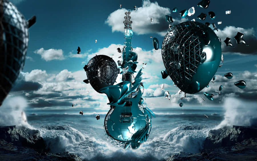 A Blue Guitar In The Water Wallpaper