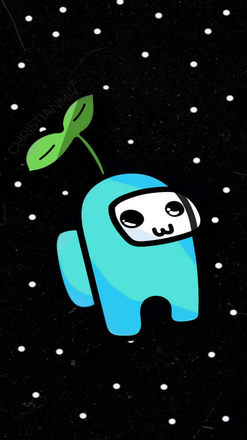 A Blue Robot With A Plant In The Background Wallpaper