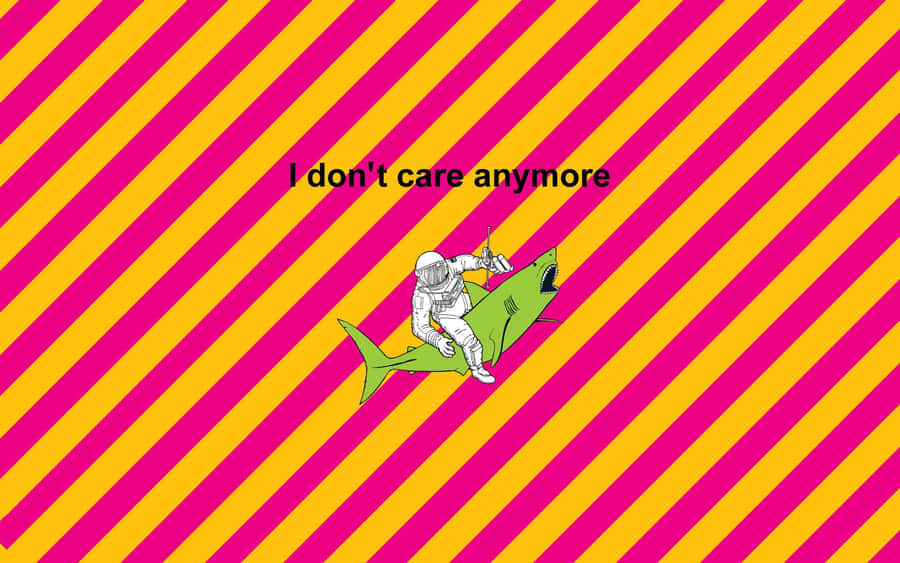 A Cartoon Character Riding A Fish On A Yellow And Pink Background Wallpaper