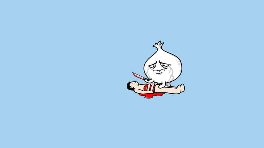 A Cartoon Chicken Is Sitting On A Blue Background Wallpaper