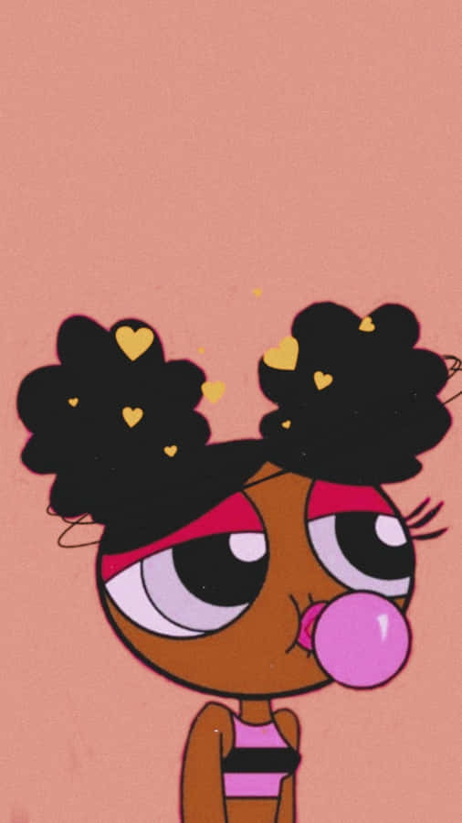 A Cartoon Girl With A Pink Wig And Pink Lips Wallpaper