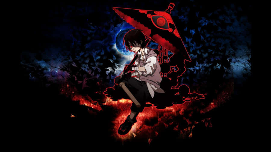 A Character Holding An Umbrella In The Middle Of A Fire Wallpaper