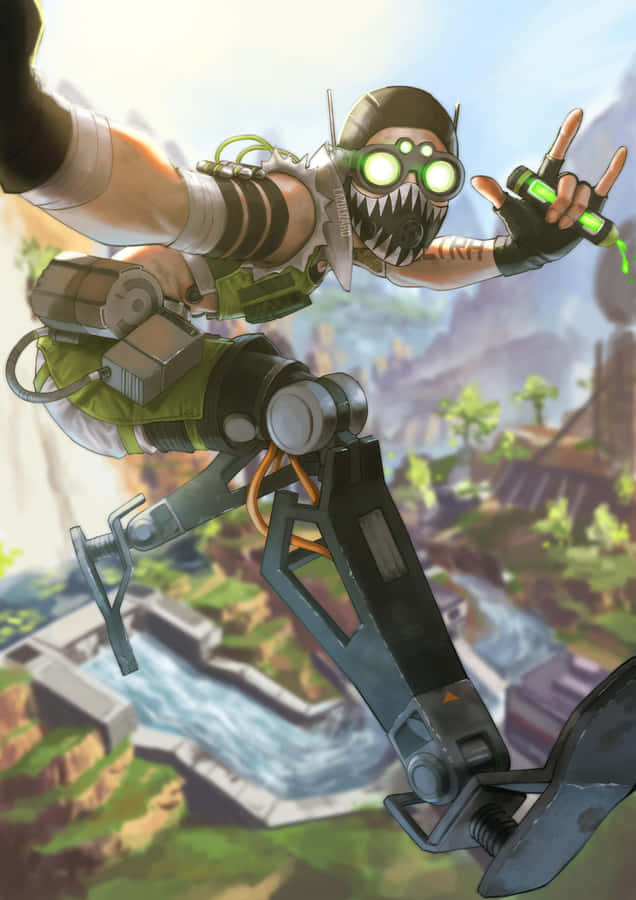 A Character In A Green Outfit Flying In The Air Wallpaper