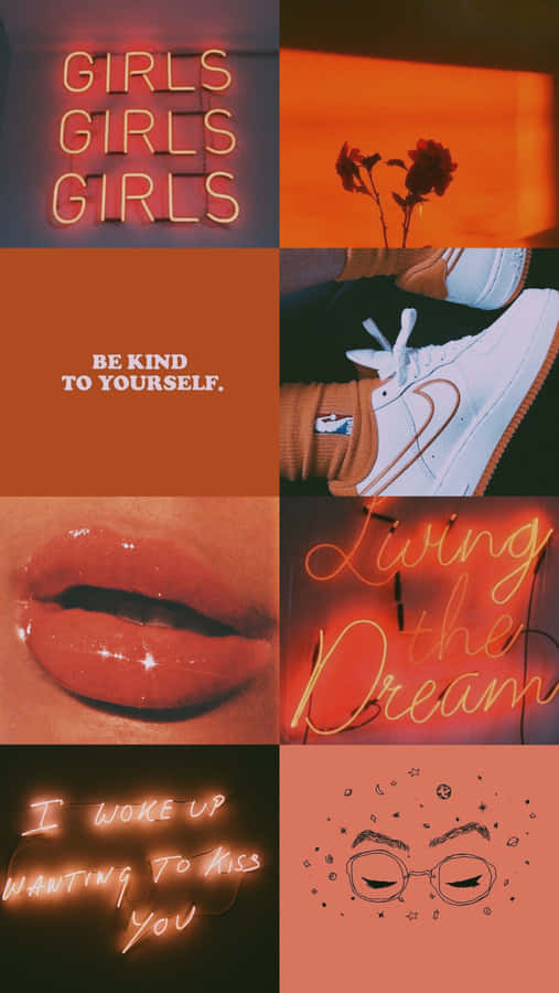 A Collage Of Neon Lights And Neon Signs Wallpaper