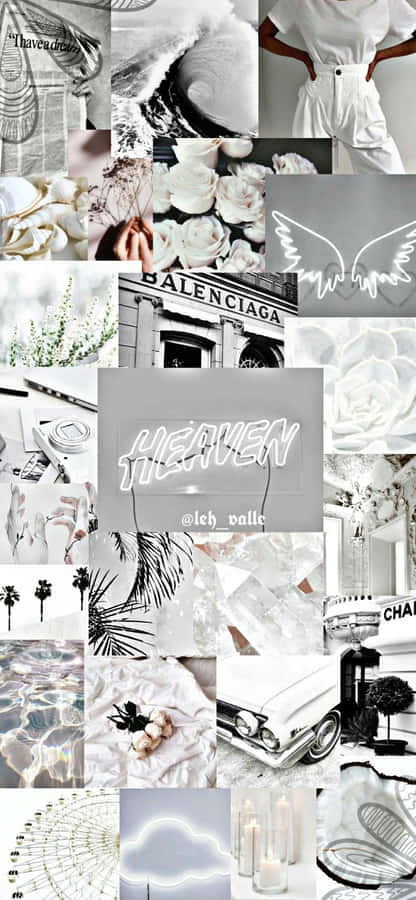 A Collage Of Pictures Of White And Black Items Wallpaper