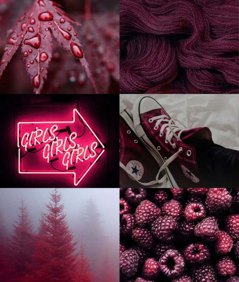 A Collage Of Red, Black, And White Photos Wallpaper