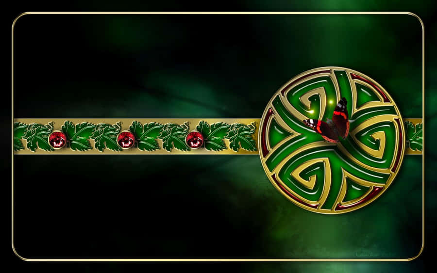 A Colorful Emblem Of Celtic Football Club, Featuring The Iconic Green And White Hoops Wallpaper