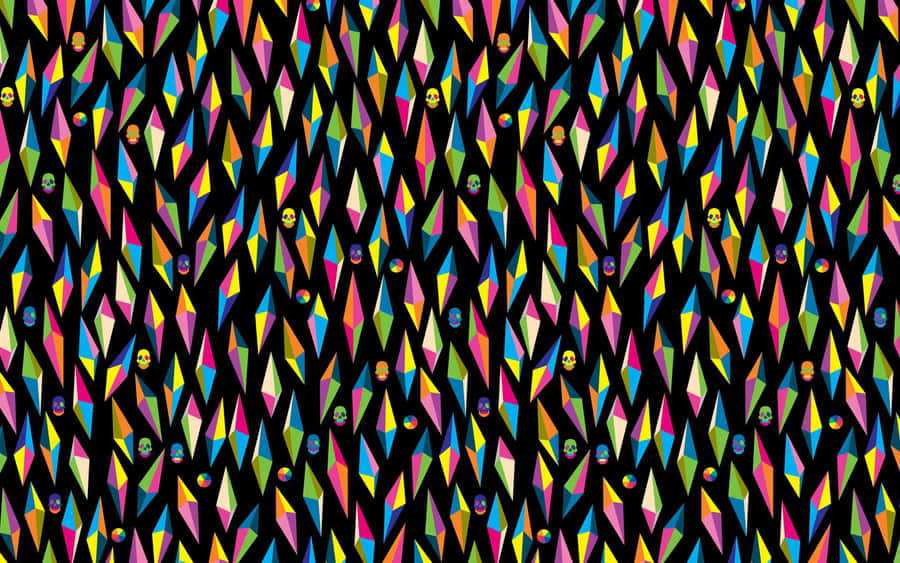 A Colorful Interior Design With A Whimsical Pattern Wallpaper