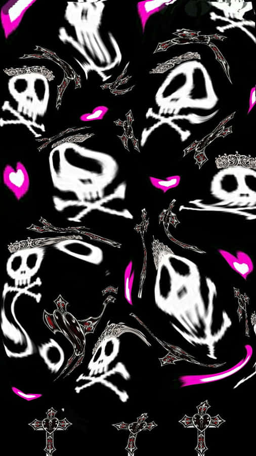 A Contrasting Pink, Black And White Color Palette Creates A Unique Visual Wallpaper