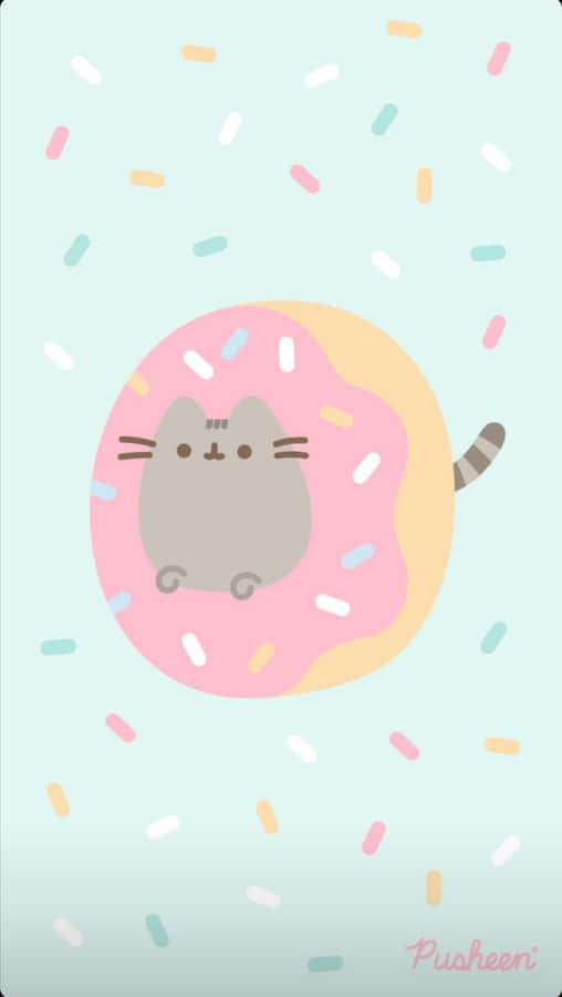 A Cute Pusheen Peeking Out From The Couch Wallpaper